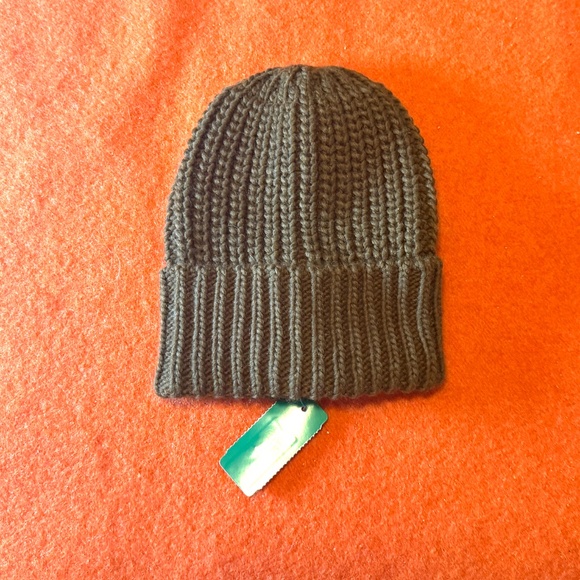 Khaki brown touch of wool chunky hat tuque beanie made in Italy NWT - Picture 2 of 7